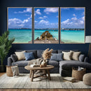 Caribbean Ocean Pier Seascape Wall Art Canvas Print, by MyGreatCanvas | Canvas Wall Art Prints | Photo Prints & Wall Decor