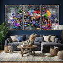 Graffiti Motorcycle Wall Art Canvas Print, Urban Street Art by MyGreatCanvas | Canvas Wall Art Prints | Photo Prints & Wall Decor