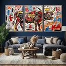 Texas Bull Wall Art Canvas Print, Abstract Graffiti Bull by MyGreatCanvas | Canvas Wall Art Prints | Photo Prints & Wall Decor