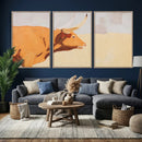 Minimal Longhorn Bull Wall Art Canvas Print, Neutral Western by MyGreatCanvas | Canvas Wall Art Prints | Photo Prints & Wall Decor
