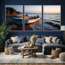 Coastal Fishing Boats Wall Art Canvas Print, Sunset Beach by MyGreatCanvas | Canvas Wall Art Prints | Photo Prints & Wall Decor