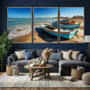 Coastal Fishing Boats Wall Art Canvas Print, Sunset Beach by MyGreatCanvas | Canvas Wall Art Prints | Photo Prints & Wall Decor