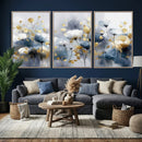Large Abstract Flowers Wall Art Canvas Print – Gold and Blue by MyGreatCanvas | Canvas Wall Art Prints | Photo Prints & Wall Decor