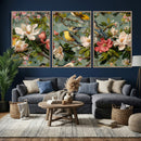 Vintage Birds and Flowers Wide Wall Art: Extra Large by MyGreatCanvas | Canvas Wall Art Prints | Photo Prints & Wall Decor