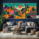 Colorful Japanese Landscape Print: Maximalist Panoramic Wall by MyGreatCanvas | Canvas Wall Art Prints | Photo Prints & Wall Decor