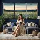 Wildflower Meadow Oil Painting Canvas — Daisy Lavender