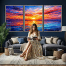Colorful Knife Ocean Sunset Canvas — Orange Pink Teal by MyGreatCanvas | Canvas Wall Art Prints | Photo Prints & Wall Decor