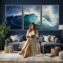 Ocean Wave Canvas Wall Art, Dramatic Teal Blue Seascape Oil by MyGreatCanvas | Canvas Wall Art Prints | Photo Prints & Wall Decor