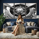 Vintage Propeller Plane Wall Art Canvas Print, Black and by MyGreatCanvas | Canvas Wall Art Prints | Photo Prints & Wall Decor