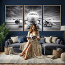 Airplane Wall Art Canvas Print, Black and White Jet Aircraft by MyGreatCanvas | Canvas Wall Art Prints | Photo Prints & Wall Decor