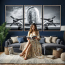 Propeller Plane Wall Art Canvas Print, Black and White by MyGreatCanvas | Canvas Wall Art Prints | Photo Prints & Wall Decor