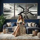 Vintage Airplane Wall Art Canvas Print, Black and White by MyGreatCanvas | Canvas Wall Art Prints | Photo Prints & Wall Decor