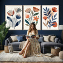 Watercolor Botanical Canvas Wall Art Set, Navy Terracotta by MyGreatCanvas | Canvas Wall Art Prints | Photo Prints & Wall Decor