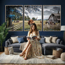 Texas Longhorn Canvas Wall Art, Rustic Farm Barn Bluebonnet by MyGreatCanvas | Canvas Wall Art Prints | Photo Prints & Wall Decor