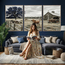 Texas Longhorn Canvas Wall Art, Rustic Farm Barn Bluebonnet by MyGreatCanvas | Canvas Wall Art Prints | Photo Prints & Wall Decor