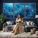School of Fish Canvas Print | Blue Ocean Underwater Wall Art by MyGreatCanvas | Canvas Wall Art Prints | Photo Prints & Wall Decor