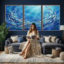 School of Fish Canvas Print | Blue Ocean Underwater Wall Art by MyGreatCanvas | Canvas Wall Art Prints | Photo Prints & Wall Decor