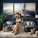 Sailboat Wall Art Canvas Print, Ocean Sunset Sailing Framed by MyGreatCanvas | Canvas Wall Art Prints | Photo Prints & Wall Decor