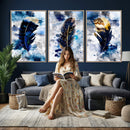 Feather Canvas Wall Art Navy Blue Gold Watercolor Abstract by MyGreatCanvas | Canvas Wall Art Prints | Photo Prints & Wall Decor