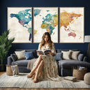 Watercolor World Map Canvas Wall Art Print – Abstract by MyGreatCanvas | Canvas Wall Art Prints | Photo Prints & Wall Decor