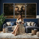 Texas Longhorn Bull Canvas Wall Art, Western Ranch Cattle Photography Print, Rustic Farmhouse Cowboy Decor Artwork by MyGreatCanvas | Canvas Wall Art Prints | Photo Prints & Wall Decor
