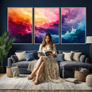 Colorful Abstract Canvas Wall Art Print, Vibrant Popup Color Art Print
