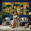 Gustav Klimt Golden Cityscape Wall Art Canvas Print,