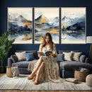 Lake Abstract Mountain Wall Art Canvas Print
