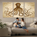 Sepia Octopus Wall Art Abstract Animal Canvas Print