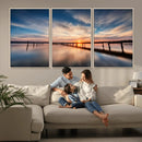 Wooden Pier on Seascape and Sunset Wall Art Canvas Print by MyGreatCanvas | Canvas Wall Art Prints | Photo Prints & Wall Decor