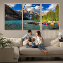 Moraine Lake 3-Panel Wall Art, Majestic Mountain and Lake by MyGreatCanvas | Canvas Wall Art Prints | Photo Prints & Wall Decor