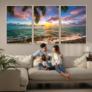 Framed Tropical Sunset Art Canvas Print