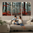Autumn Forest Wall Art – Enchanting Red Leaves Canvas Print,