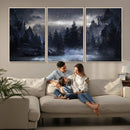 Night Landscape and Trees Wall Art Canvas Print