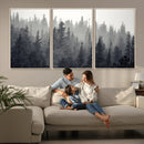Misty Forest Canvas Wall Art – Monochrome Triptych Pine Tree by MyGreatCanvas | Canvas Wall Art Prints | Photo Prints & Wall Decor