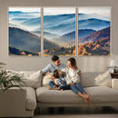 Misty Mountain Sunrise Triptych Canvas Print – Autumn