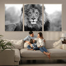 Black and White Lion Canvas Wall Art – Animal Print Artwork