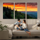 Forest Landscape Wall Art Sunset Canvas, Forest Sunset