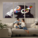 Dj Monkey Listening to Music Wall Art Print | Banksy Monkey by MyGreatCanvas | Canvas Wall Art Prints | Photo Prints & Wall Decor
