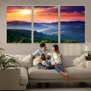 Sunset over Mountain Canvas Print, Forest Canvas Wall Art –