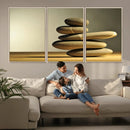 Fluvial Zen Stones Canvas Wall Art Print