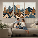 Abstract Wood Panel Effect Mountain Range Top Wall Art