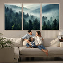 Captivating Misty Forest Wall Art Premium Canvas Print a