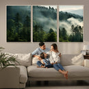 Misty Forest Wall Art Premium Canvas Print a Foggy and