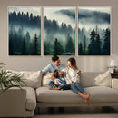 Captivating Misty Forest Wall Art Premium Canvas Print a
