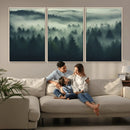 Misty Forest Wall Art Premium Canvas Print a Foggy and
