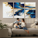 Gold Marble Art - Abstract Geode Gold And Blue Marble Shape