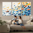 Abstract Fish Shoal Wall Art Canvas Print, Colorful Fish