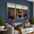 Dodger Stadium Sunset Game Triple Canvas Wall Art - Los