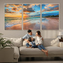 Serene Beach Sunset Wall Art | Coastal Ocean Canvas Print |